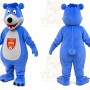 Blue Bear Mascot Costume with Custom Logo