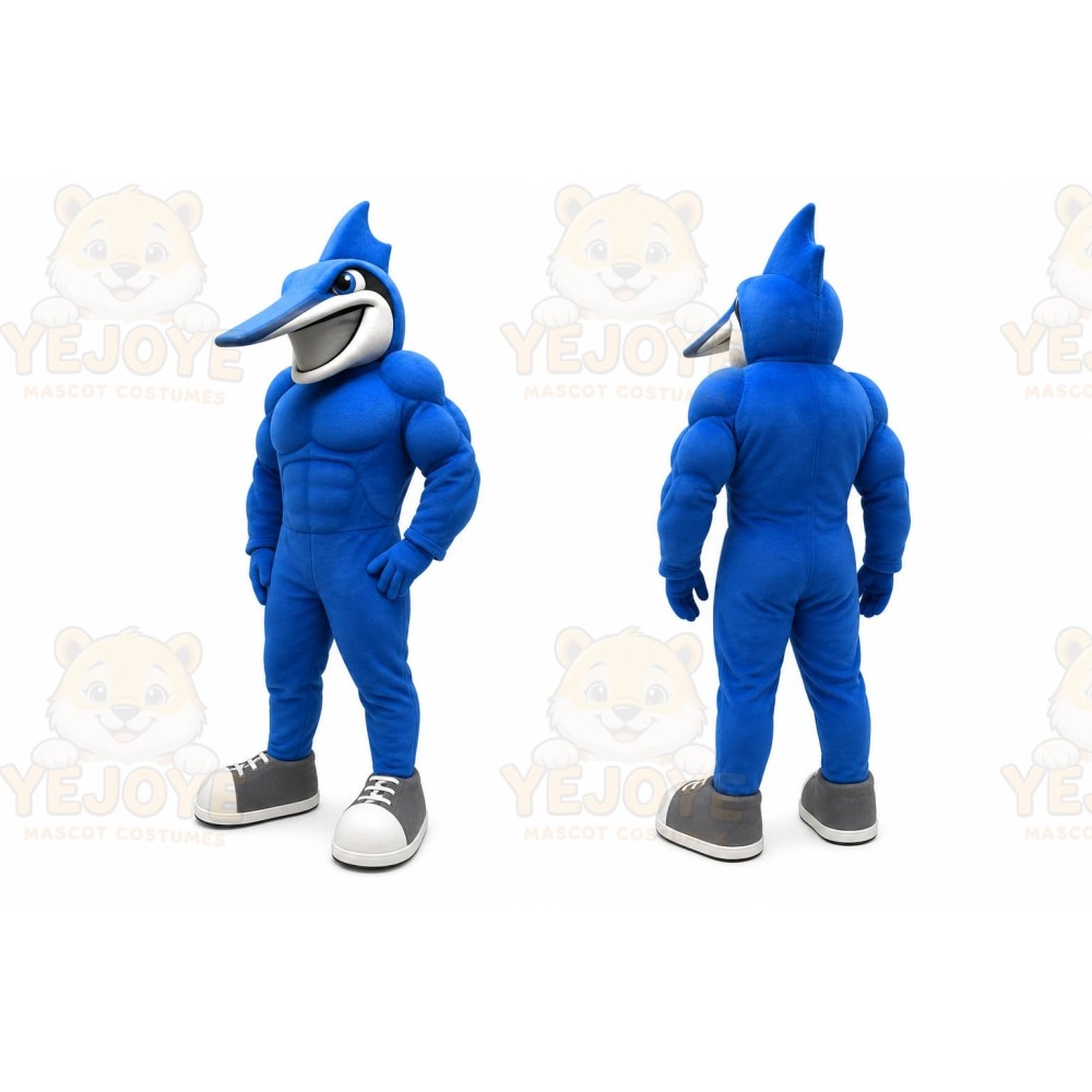 Blue Bird Mascot Costume with Custom Logo