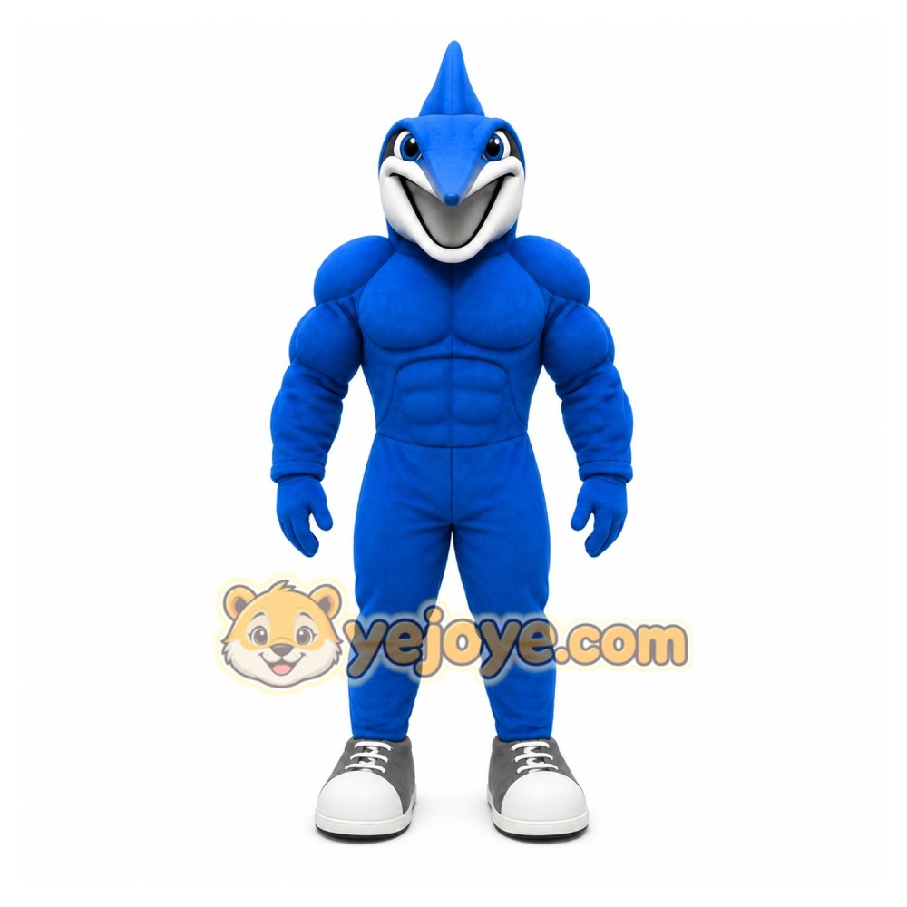 Blue Bird Mascot Costume with Custom Logo