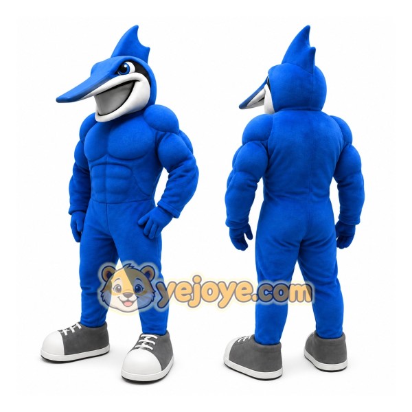 Blue Bird Mascot Costume with Custom Logo