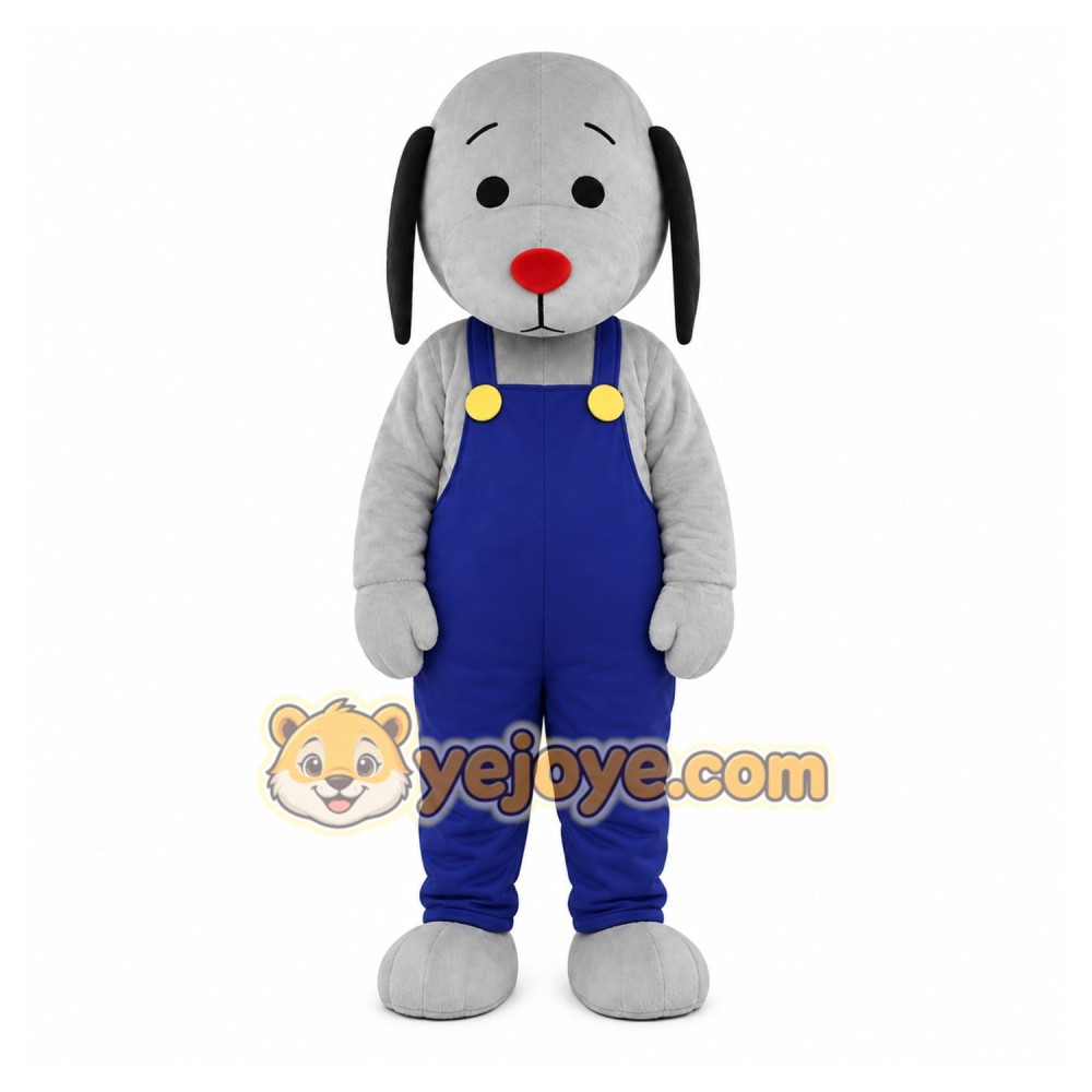 Gray Dog Mascot Costume with Custom Logo Gray Dog Mascot Costume with Custom Logo