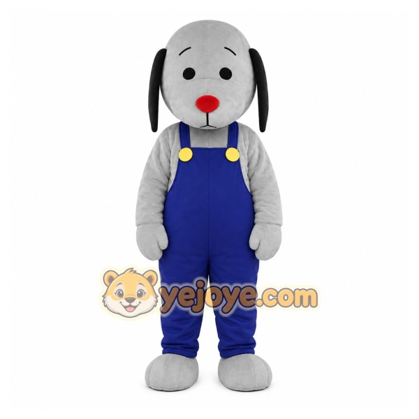 Gray Dog Mascot Costume with Custom Logo