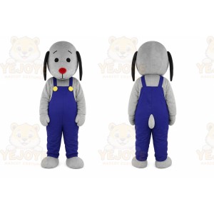Gray Dog Mascot Costume with Custom Logo