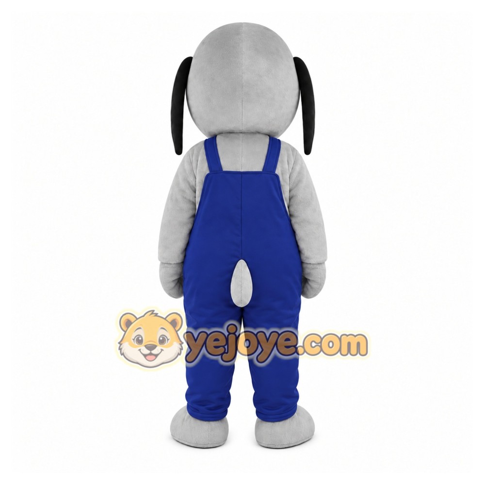 Gray Dog Mascot Costume with Custom Logo Gray Dog Mascot Costume with Custom Logo