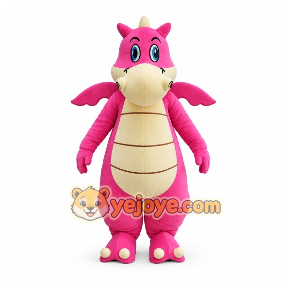 Pink Dragon Mascot Costume with Custom Logo Pink Dragon Mascot Costume with Custom Logo