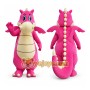 Pink Dragon Mascot Costume with Custom Logo