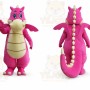 Pink Dragon Mascot Costume with Custom Logo