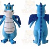 Blue Dragon Mascot Costume with Custom Logo