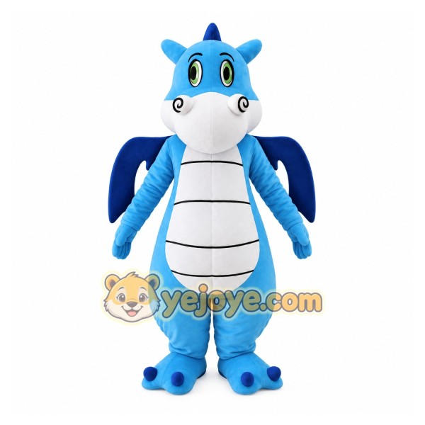 Blue Dragon Mascot Costume with Custom Logo