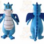 Blue Dragon Mascot Costume with Custom Logo