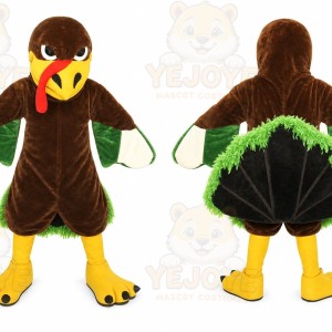 Brown Turkey Mascot Costume with Custom Logo