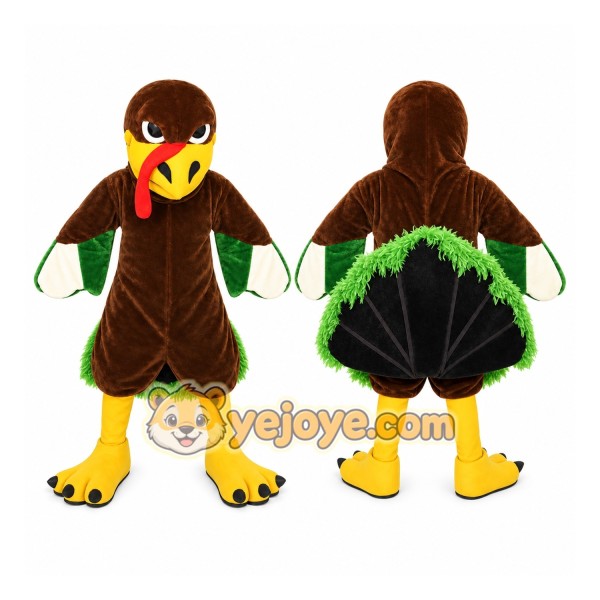Brown Turkey Mascot Costume with Custom Logo