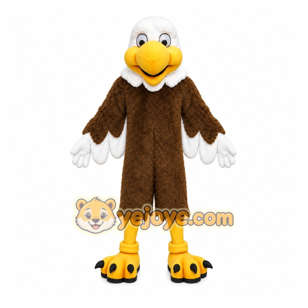 Brown Eagle Mascot Costume with Custom Logo