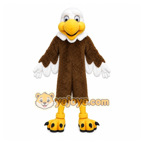 Brown Eagle Mascot Costume with Custom Logo