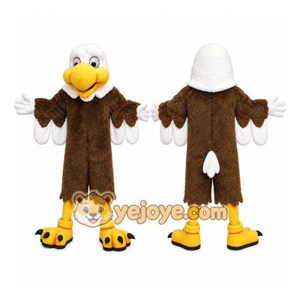 Brown Eagle Mascot Costume with Custom Logo