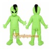 Green Alien Mascot Costume with Custom Logo