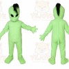 Green Alien Mascot Costume with Custom Logo