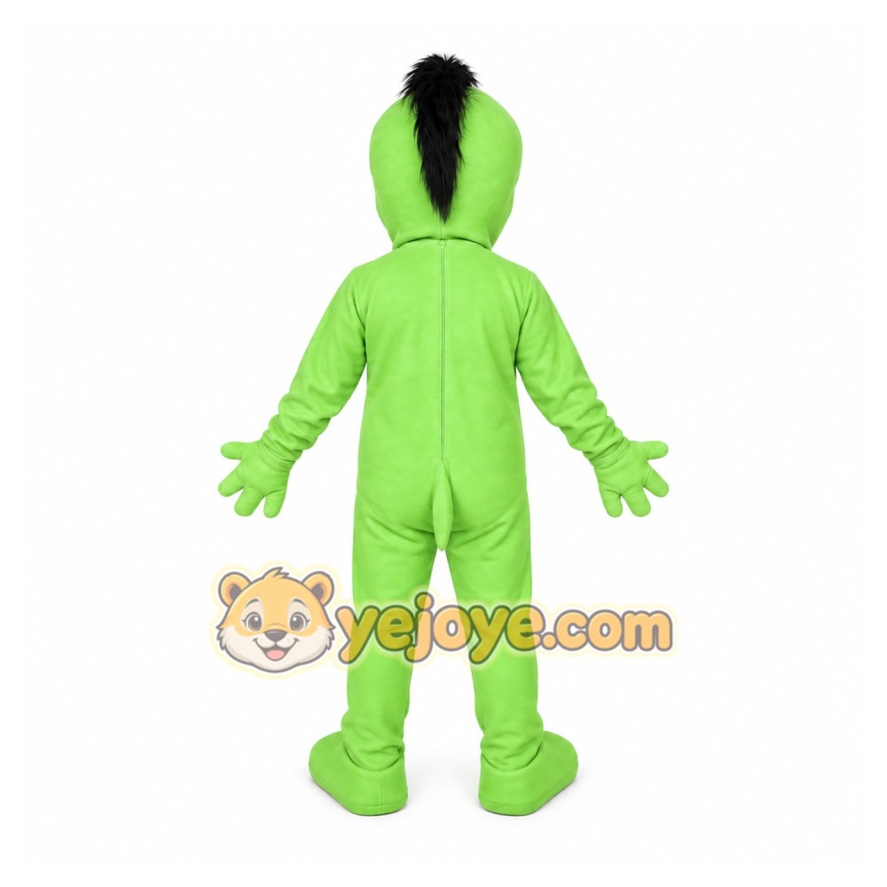 Green Alien Mascot Costume with Custom Logo