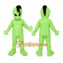 Green Alien Mascot Costume with Custom Logo