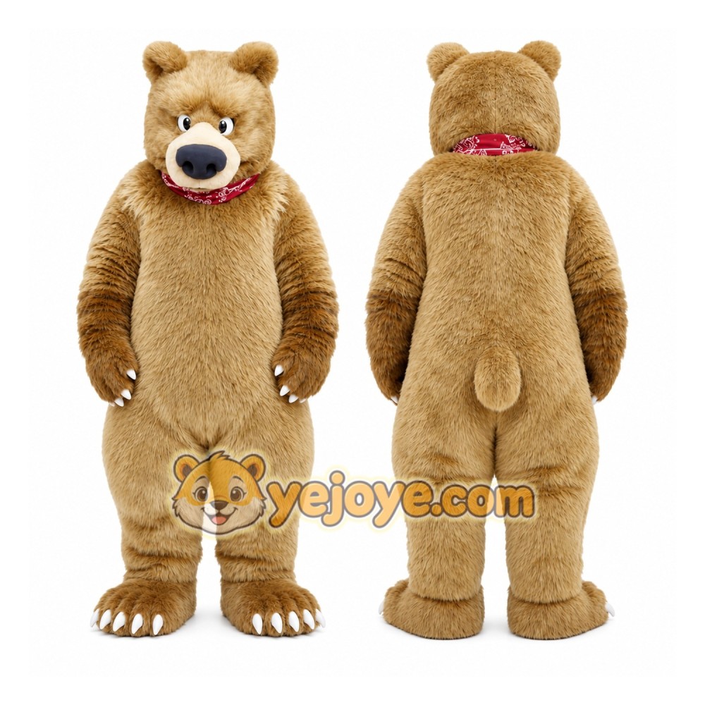 Brown Bear Mascot Costume with Custom Logo Brown Bear Mascot Costume with Custom Logo