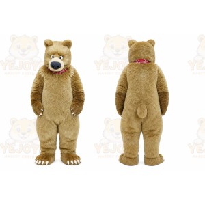 Brown Bear Mascot Costume with Custom Logo