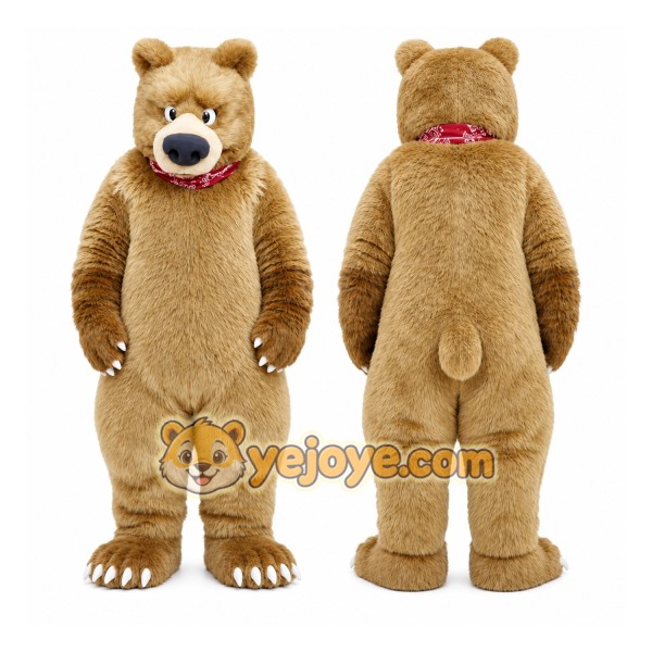 Brown Bear Mascot Costume with Custom Logo