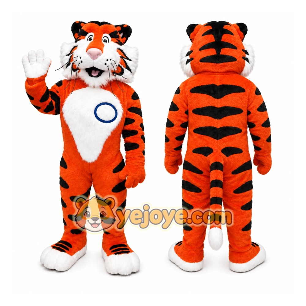 Orange Tiger Mascot Costume with Custom Logo Orange Tiger Mascot Costume with Custom Logo