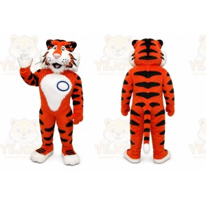 Orange Tiger Mascot Costume with Custom Logo