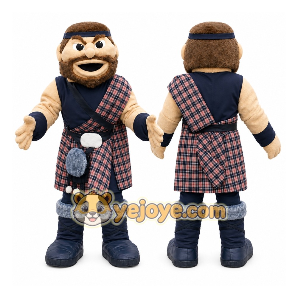 Scottish Warrior Mascot Costume with Custom Logo