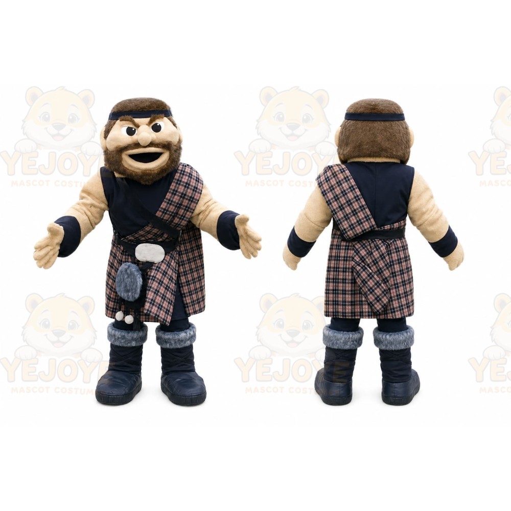 Beige Roman Warrior Mascot Costume with Custom Logo