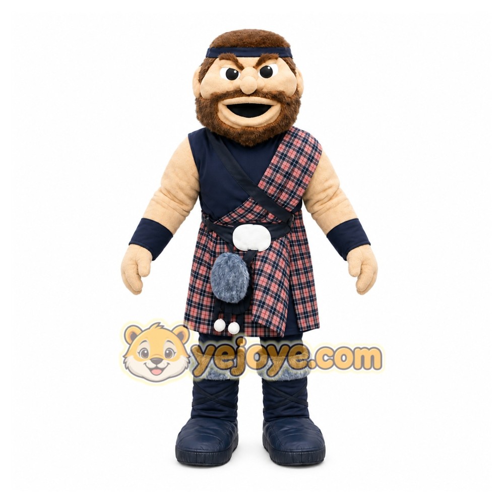 Scottish Warrior Mascot Costume with Custom Logo