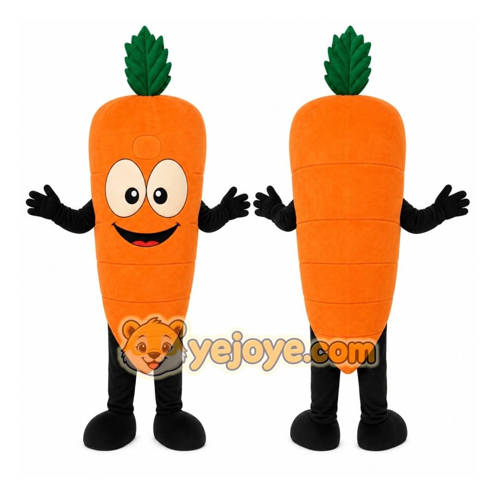 Orange Carrot Mascot Costume with Custom Logo Orange Carrot Mascot Costume with Custom Logo