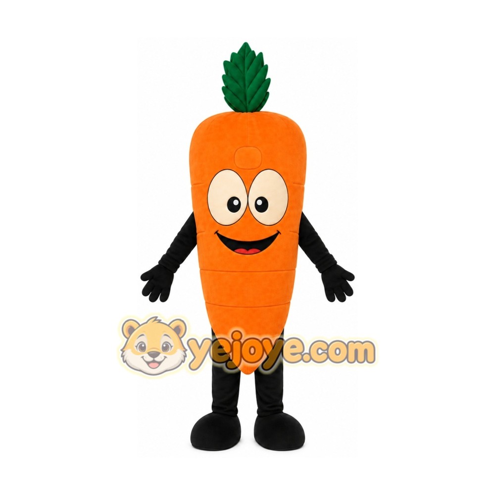 Orange Carrot Mascot Costume with Custom Logo Orange Carrot Mascot Costume with Custom Logo