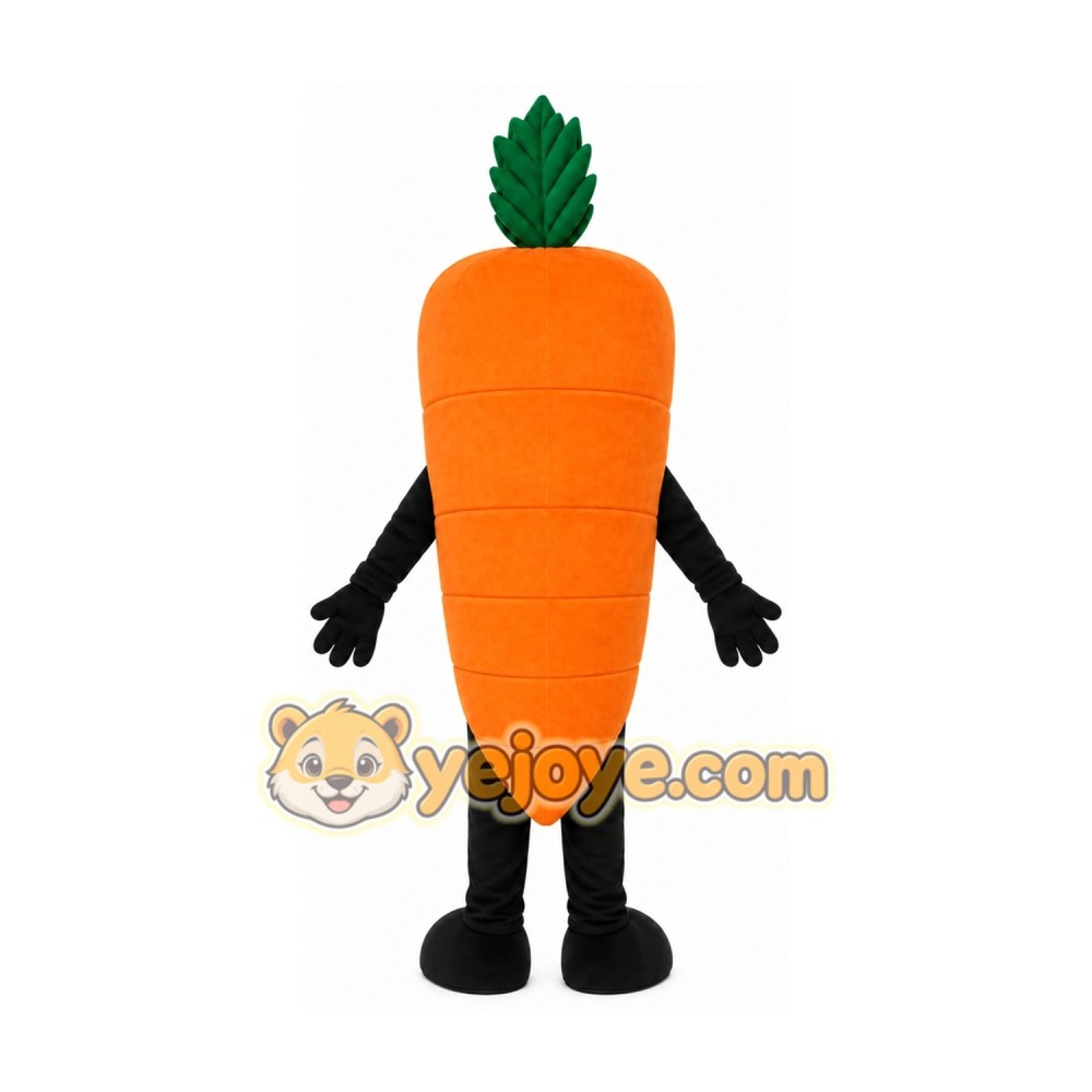Orange Carrot Mascot Costume with Custom Logo Orange Carrot Mascot Costume with Custom Logo