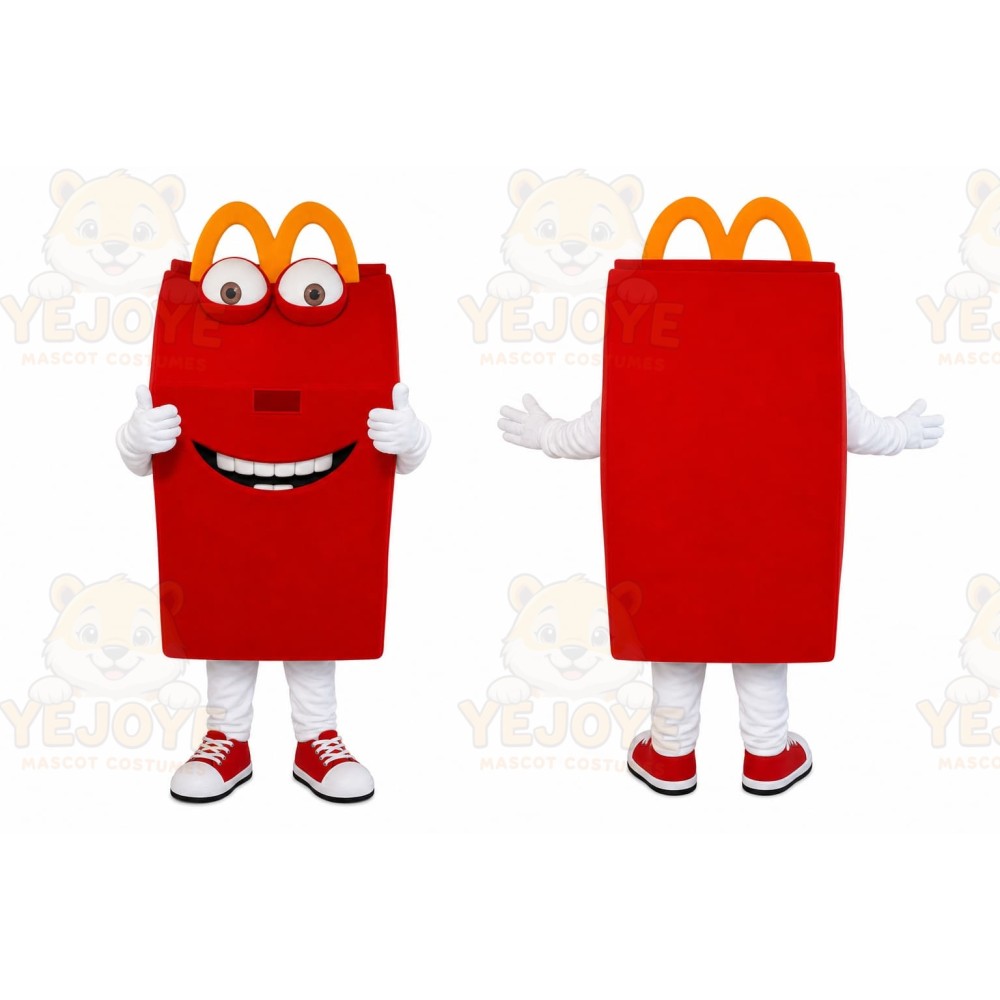 Red Box Mascot Costume with Custom Logo