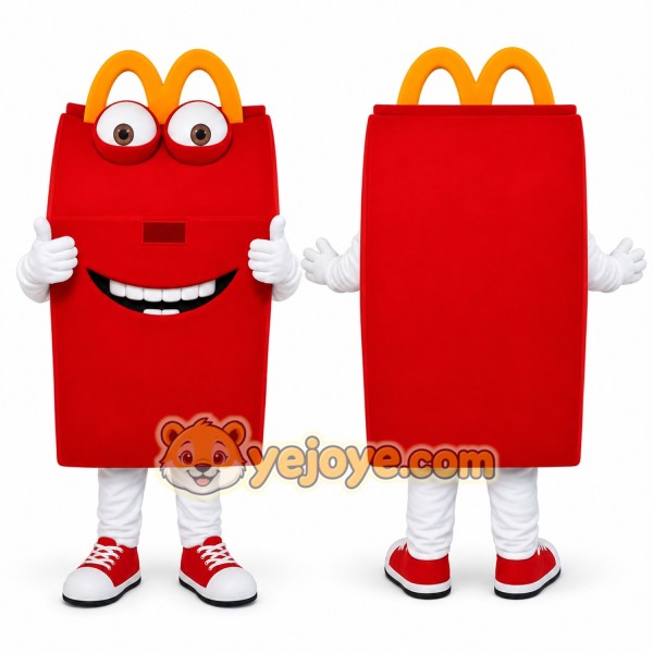 Red Box Mascot Costume with Custom Logo