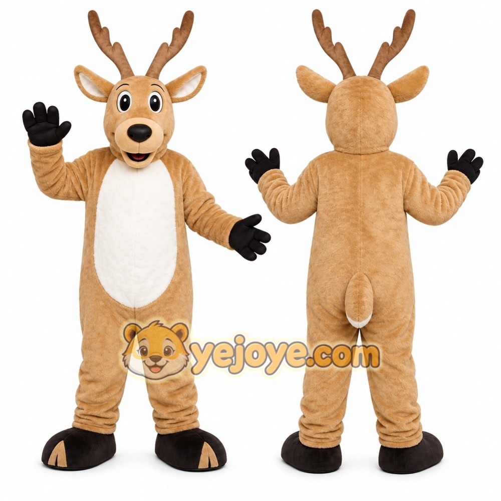 Brown Reindeer Mascot Costume with Custom Logo Brown Reindeer Mascot Costume with Custom Logo