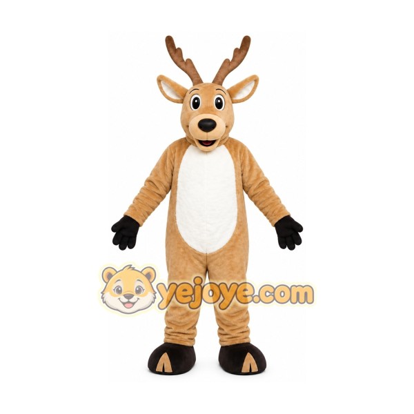 Brown Reindeer Mascot Costume with Custom Logo