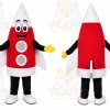 Red Rocket Mascot Costume with Custom Logo