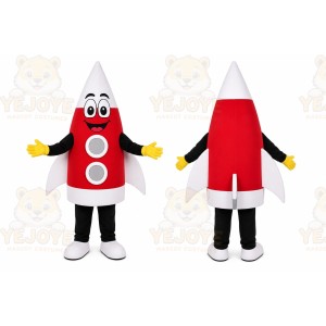 Red Rocket Mascot Costume with Custom Logo