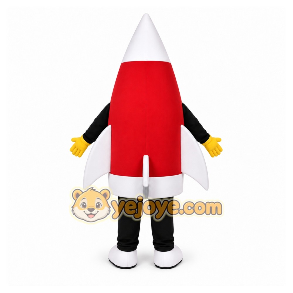 Red Rocket Mascot Costume with Custom Logo Red Rocket Mascot Costume with Custom Logo