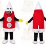 Red Rocket Mascot Costume with Custom Logo