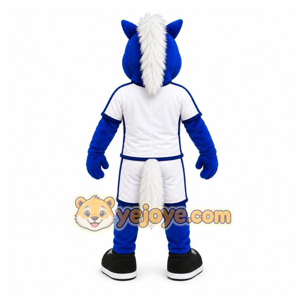 Blue Horse Mascot Costume with Custom Logo