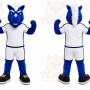 Blue Horse Mascot Costume with Custom Logo