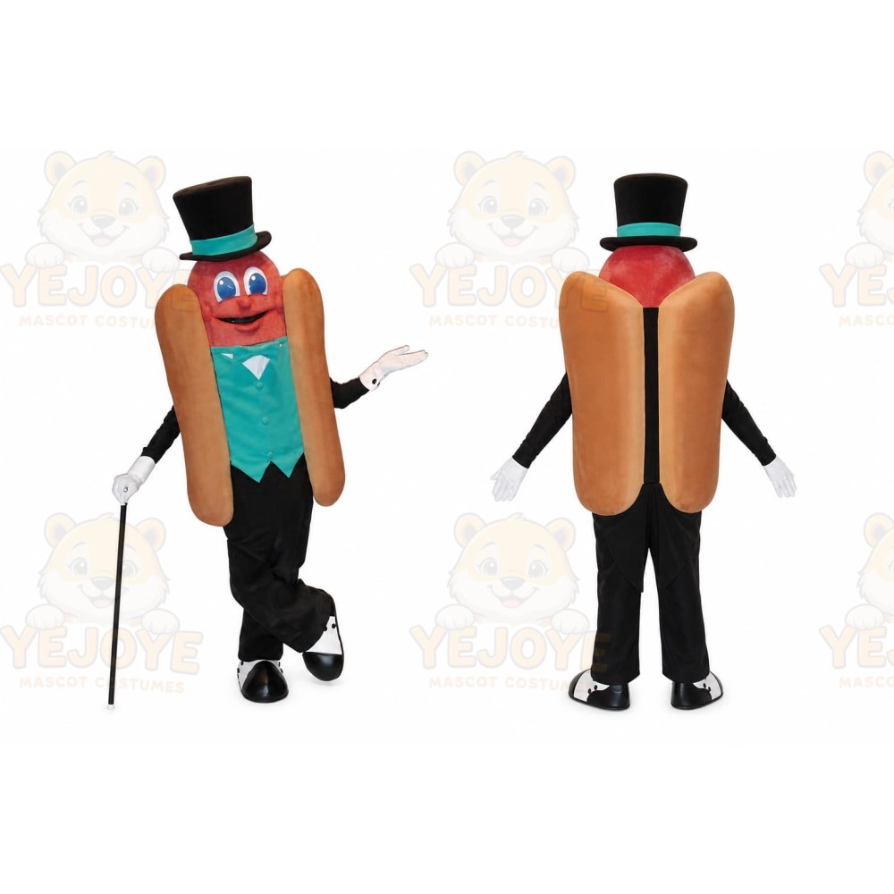 Brown Hot Dog Mascot Costume with Custom Logo
