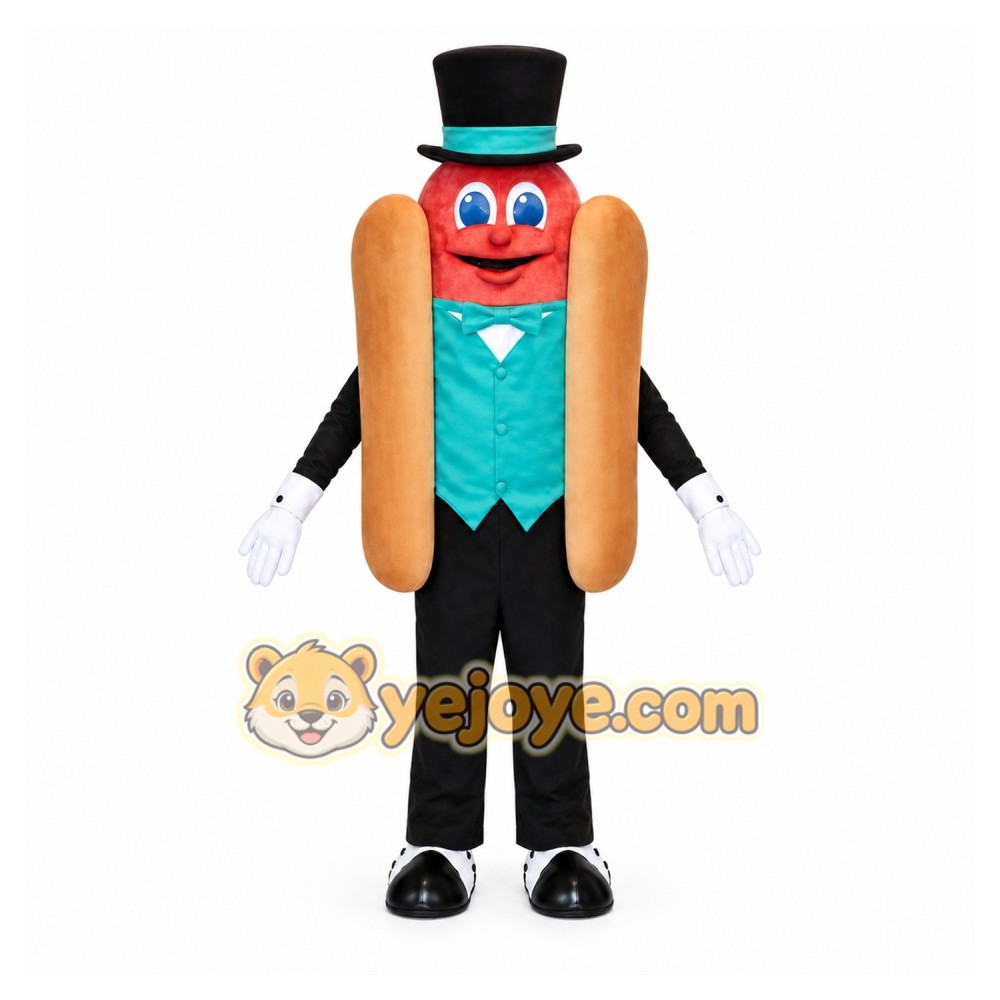 Brown Hot Dog Mascot Costume with Custom Logo Brown Hot Dog Mascot Costume with Custom Logo