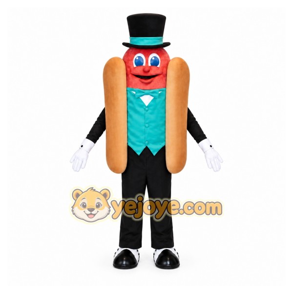 Brown Hot Dog Mascot Costume with Custom Logo Brown Hot Dog Mascot Costume with Custom Logo