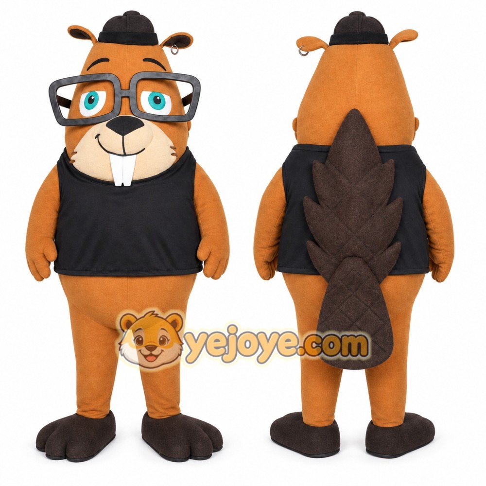 Brown Beaver Mascot Costume with Custom Logo Brown Beaver Mascot Costume with Custom Logo