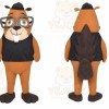 Brown Beaver Mascot Costume with Custom Logo