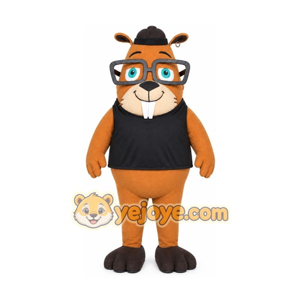 Brown Beaver Mascot Costume with Custom Logo